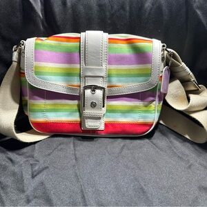 Coach Multicolor Striped Crossbody vintage Bag F10701